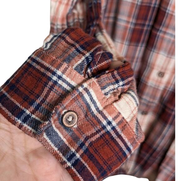 Natural Reflections Flannel Plaid Embroidered Top XL Red Cozy Cottagecore Retro - Picture 5 of 11